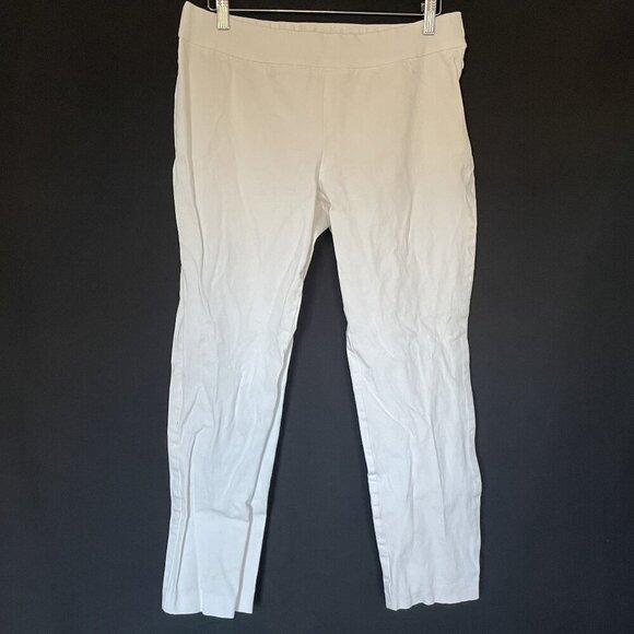 Lands End Womens Fit 2 White Stretch Cotton Blend Pants Size 12 side zip - Picture 1 of 7